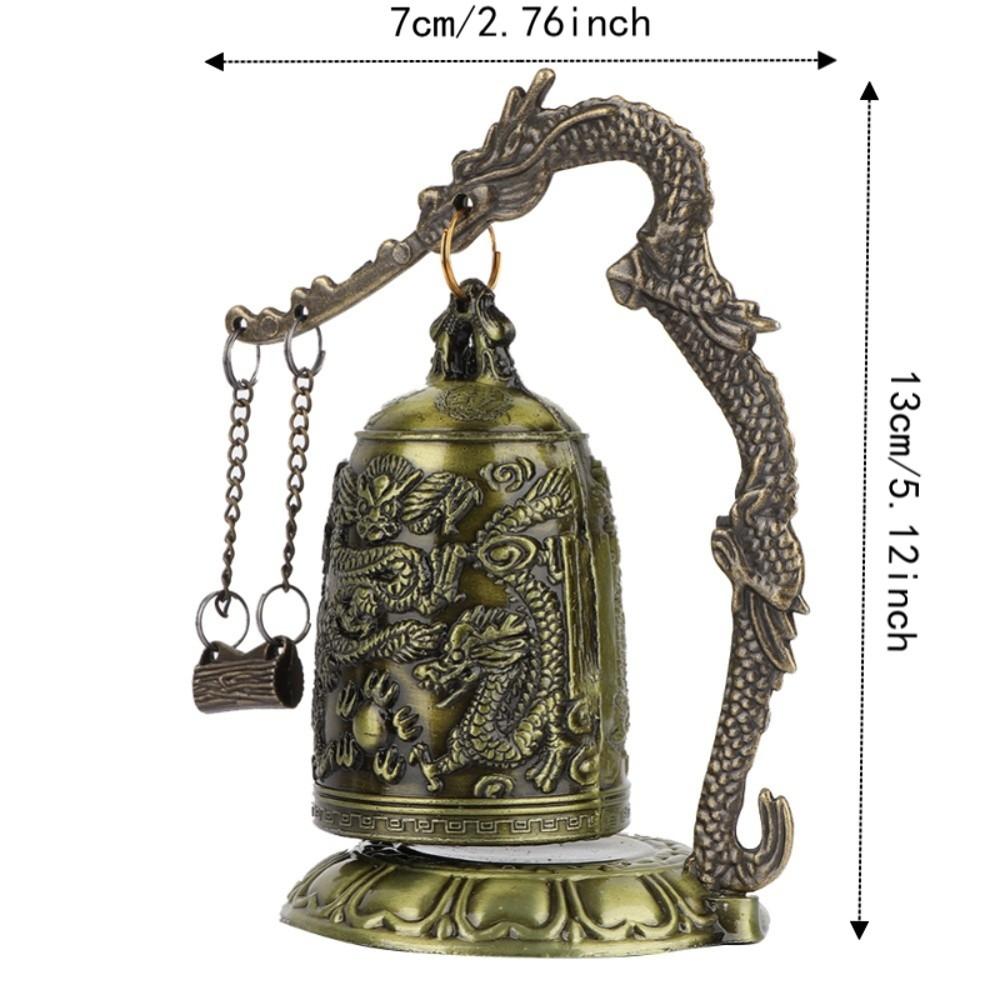 Bronze Buddhist Bell Ornament Alloy Bronze Bell Statue Dragon Bell Decoration Home Office Decor