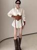 French Style Oversized Shirt With 3d Effect And Polo Collar For Women Spring Casual Wear
