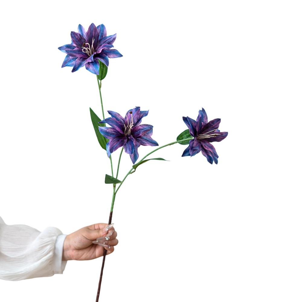 86cm Height Artifiical Flower Branch Flexible Stems Lily Fake Flower  Desktop Ornament