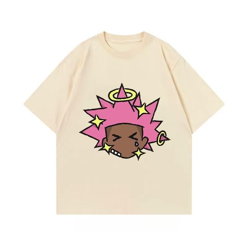 Summer 2025 Trendy Hip-hop Print T-shirts Loose and Casual Short-sleeved Cotton Couple Tops for Men and Women