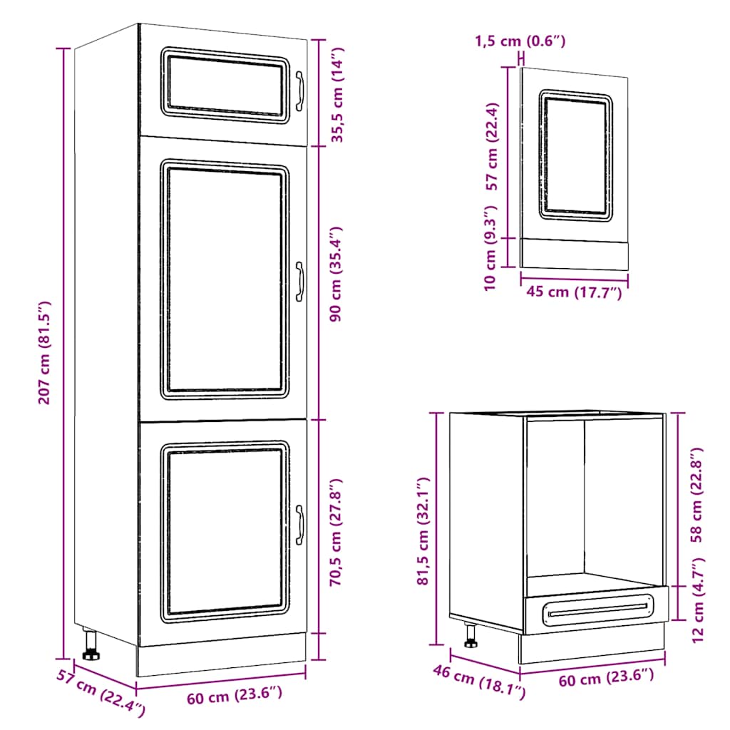 7 Piece Kitchen Cabinet Set Kalmar Sonoma Oak Wood Based Panel