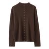 Lekasha Pure Cashmere Hand-Beaded Half-High Collar Cardigan Coat for Women
