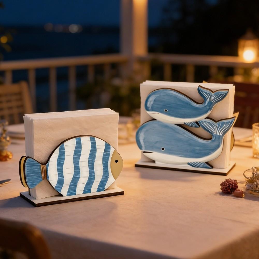 Fish Shaped Tissue Box Decorative Desktop Ornament Summer Ocean Tissue Holder Outdoor Use