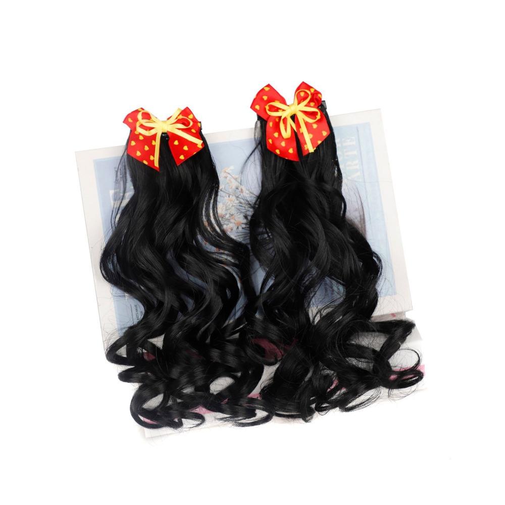 2 Pcs Synthetic Bows Knot Ponytail Kids Headwear Hair Clips Ponytail  Girls красный/жёлтый