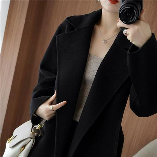 Plus Size Women's Mid-Length Wool Coat - 2022 Autumn/Winter Korean Style