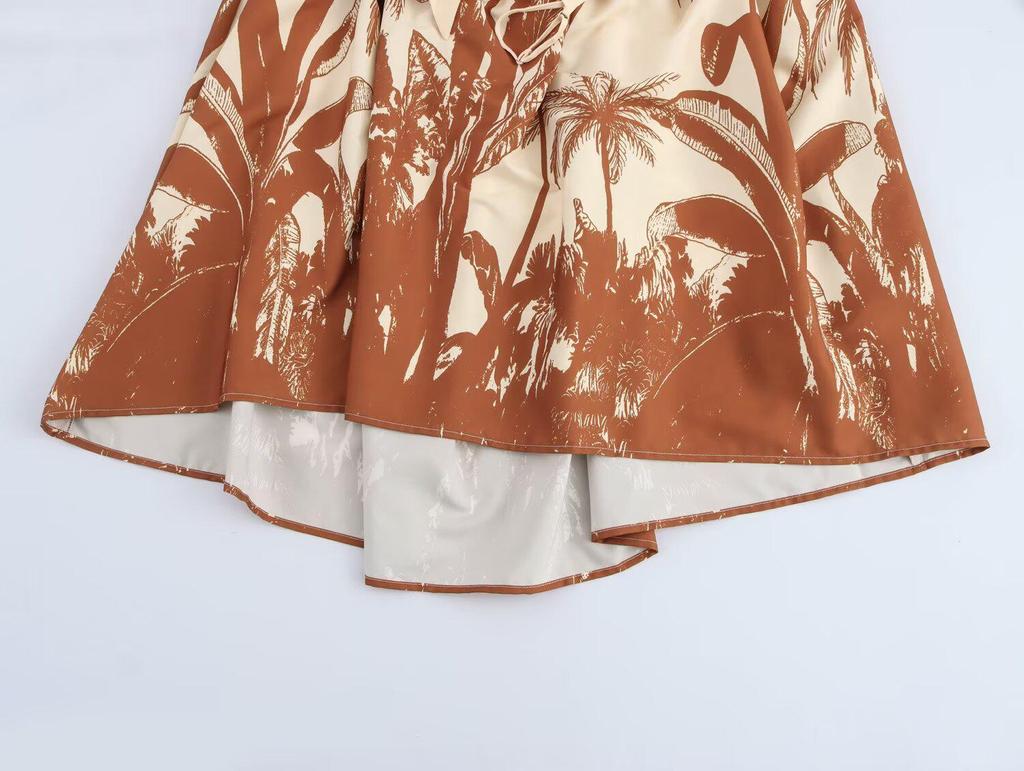Spring 2025 Women's European & American Style Coconut Tree Print Sundress