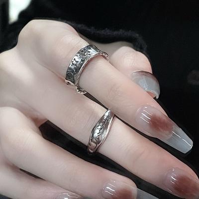 Graffiti Stars Smiley Face Retro Retro Personality Punk Niche Design High Sense Personality Opening Ring Woman