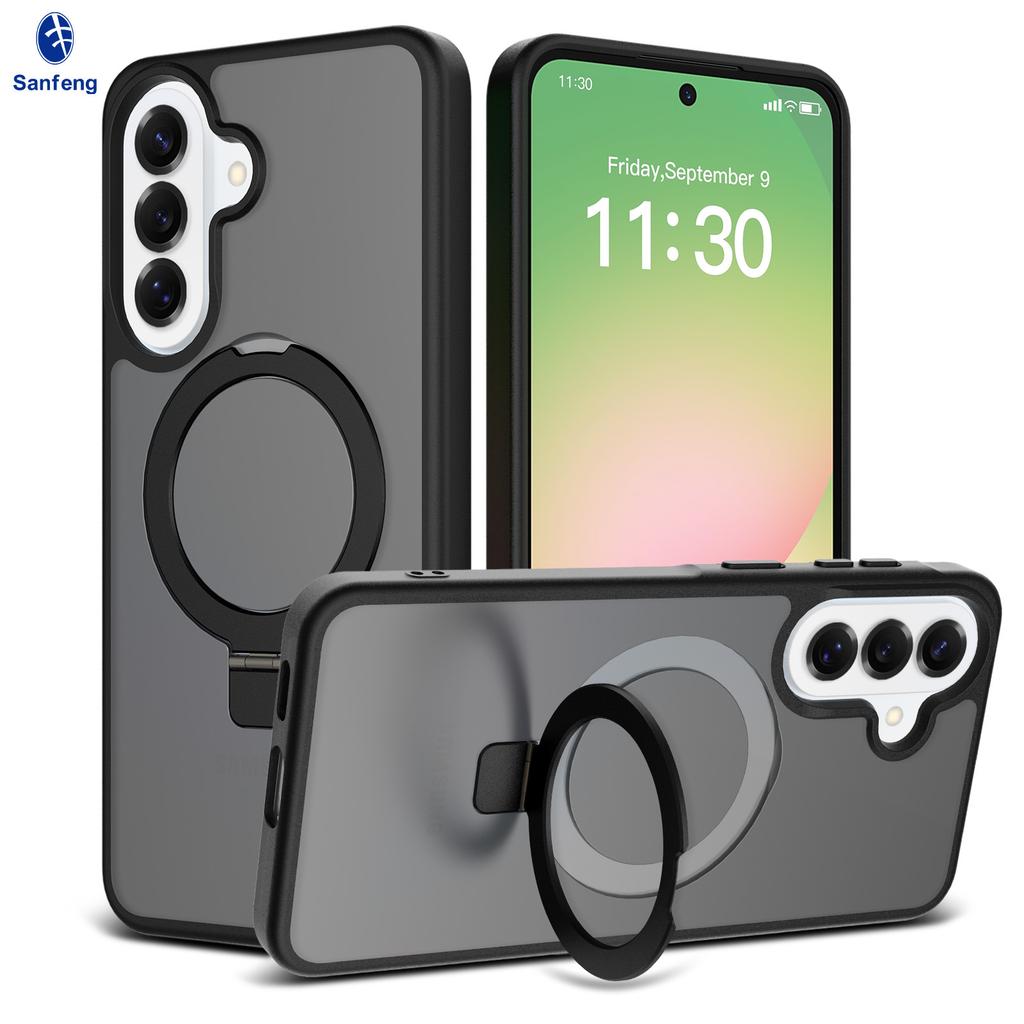 Suitable for Amazon Samsung A57 Bracket Mobile Phone Case with Magnetic Suction A37 Skin Feeling A27 Fulcrum Protective Case Wholesale