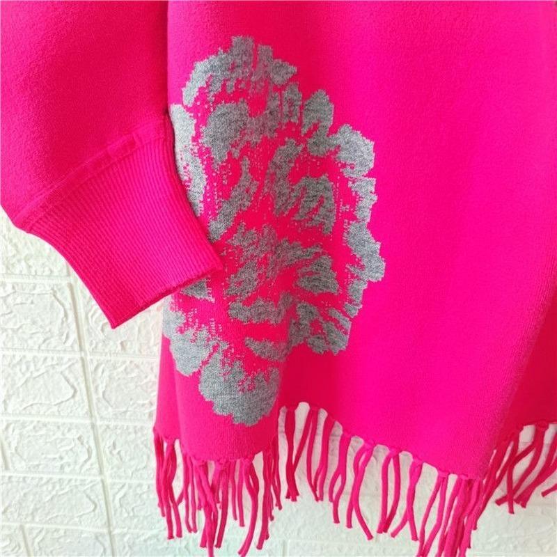 Poncho femeie 2022 toamnă și iarnă imitație de cașmir bujor eșarfă cu franjuri pe două fețe calde mâneci lungi șal pelerina top feminin