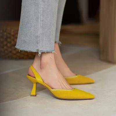 Sexy špičaté sandály dámské vílí styl letní nové univerzální tenké podpatky slingback temperamentní dámské boty na vysokém podpatku