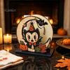 Vertical Napkin Holder Halloween Wood Holder, Rustic Ghost Skeleton Owl Pumpkin Dispenser, Unique Tabletop Display Vintage Standing Tissue for Kitchen