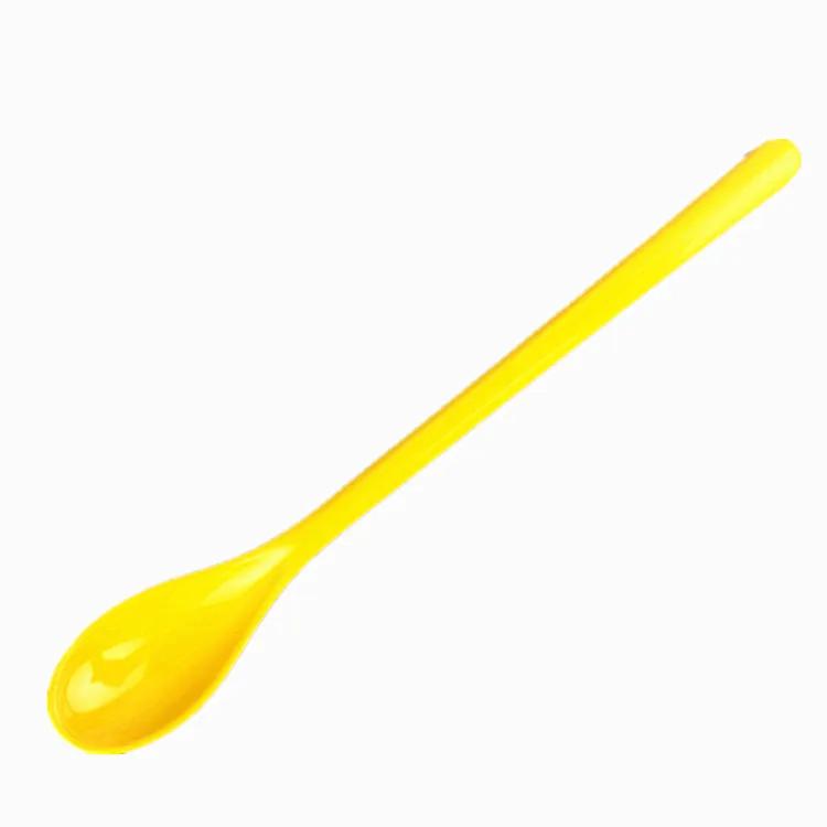 Candy Color Plastic Long Handle Dessert Spoons Dinner Tea Spoon Tableware Flatware Stirring Coffee Kitchen Scoops Soup