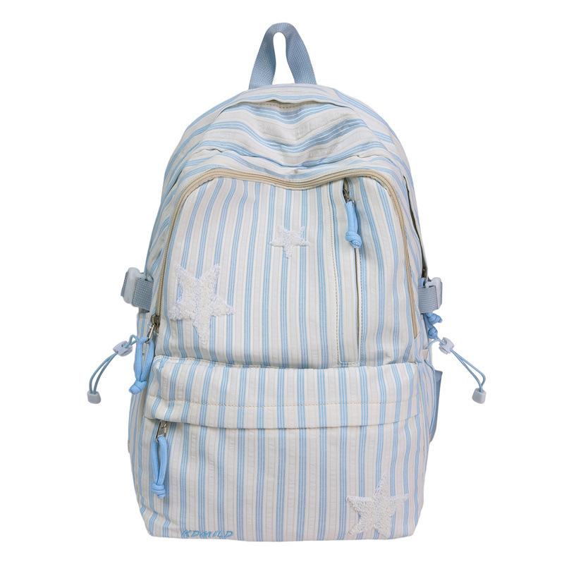 Schoolbag Japanese striped star schoolbag female junior high school student large capacity towel embroidered versatile backpack computer backpack