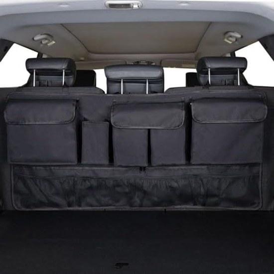Car trunk seat back pocket storage rear umbrella holder small item accessories multifunctional space-saving large capacity black