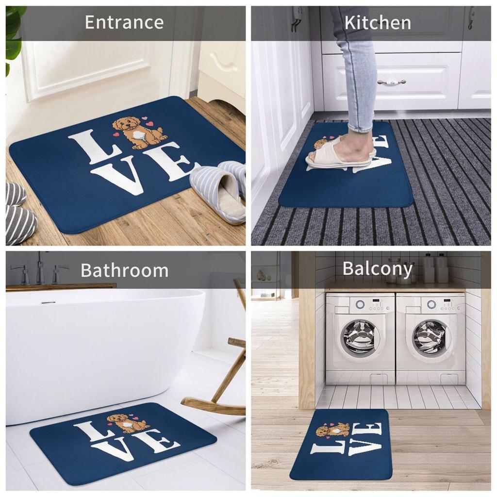 1PC LOVE Dog Pattern Door Mats Kitchen Rugs Non-Slip Pop Design Living Room Rugs Bath Mat Carpet for Home Sink Laundry Decor