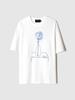 Pokeopeiseu Big Blue Flower Stitch T-Shirts White