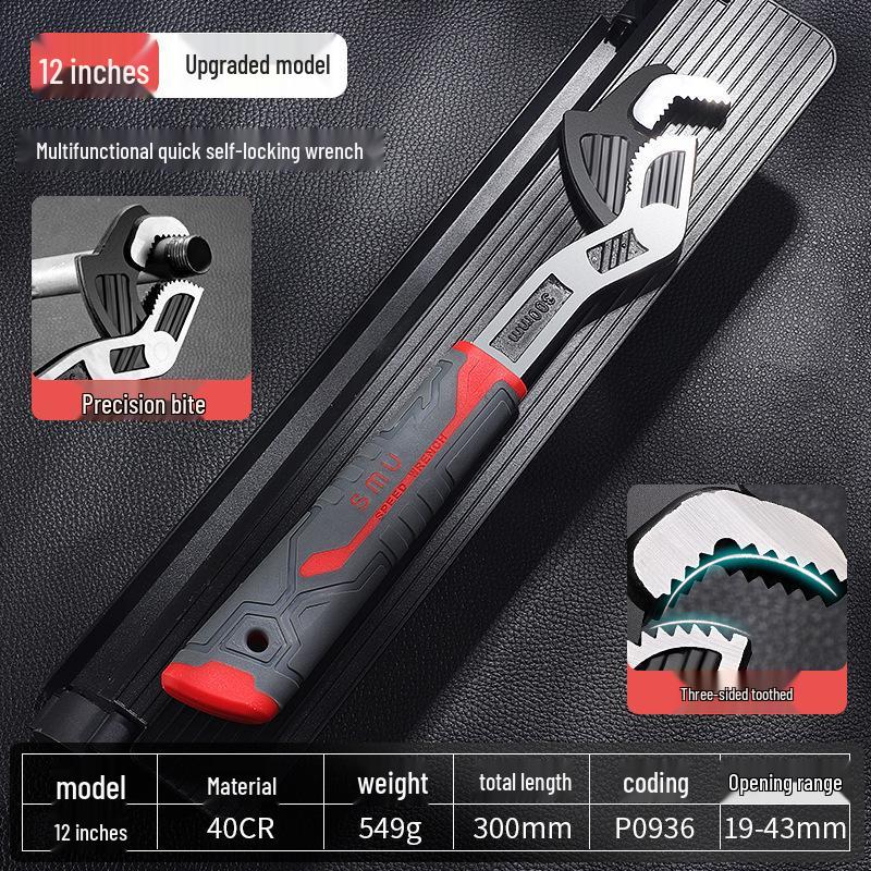 10-Inch Chroom Vanadium Staal Snel Zelfvergrendelende Verstelbare Moersleutel - Multifunctioneel, Industriële Kwaliteit, Hoge Hardheid.