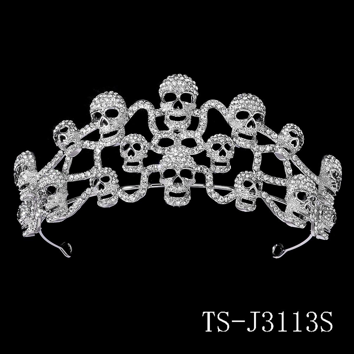 Skull Head Candy Scare Halloween Rhinestone Crystal Tiaras Crown for Queens Hair Jewelry Diadema Headpieces