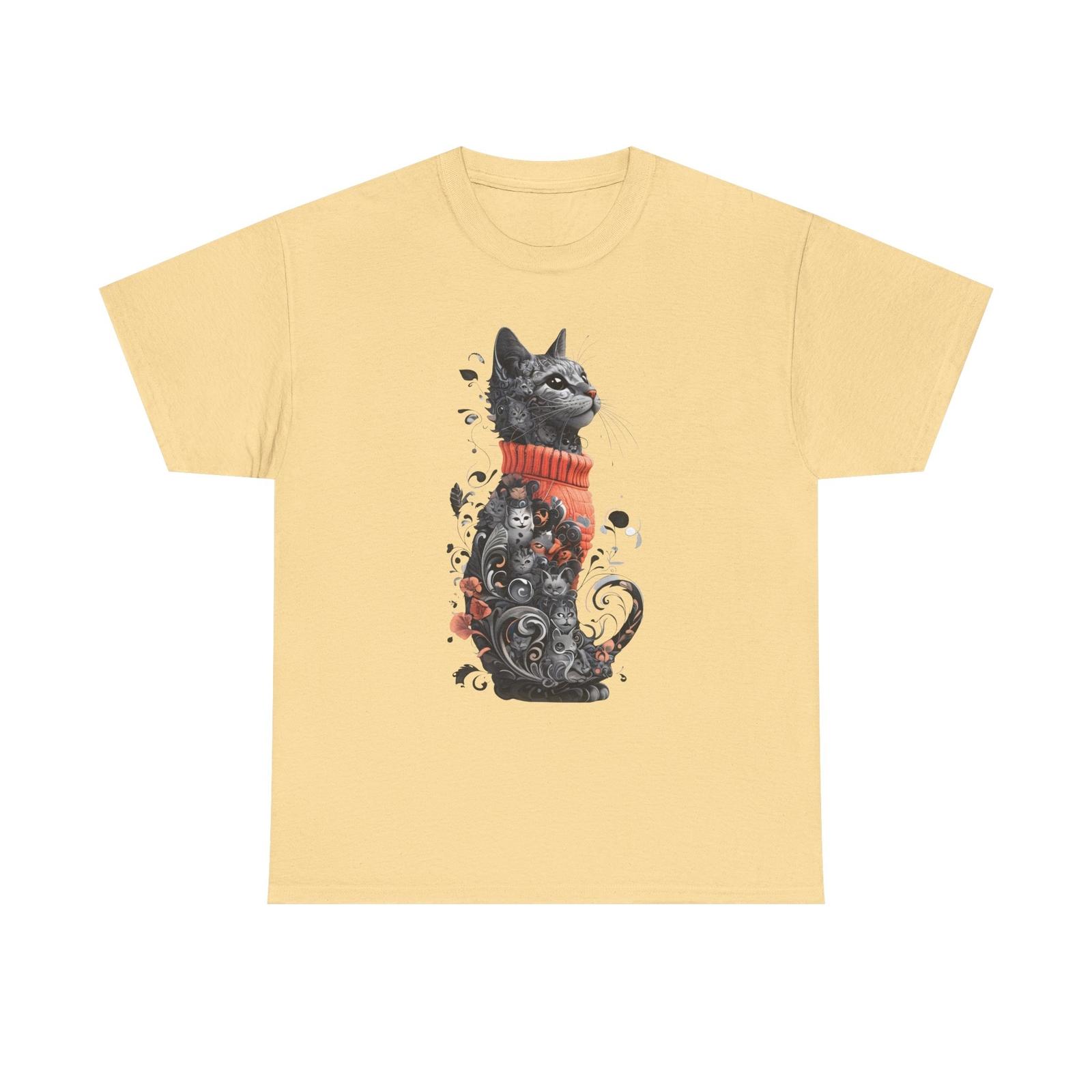 Whimsical Cat Lover Tee | Unisex Heavy Cotton Tee | Perfect for Cat Kitten Fans M