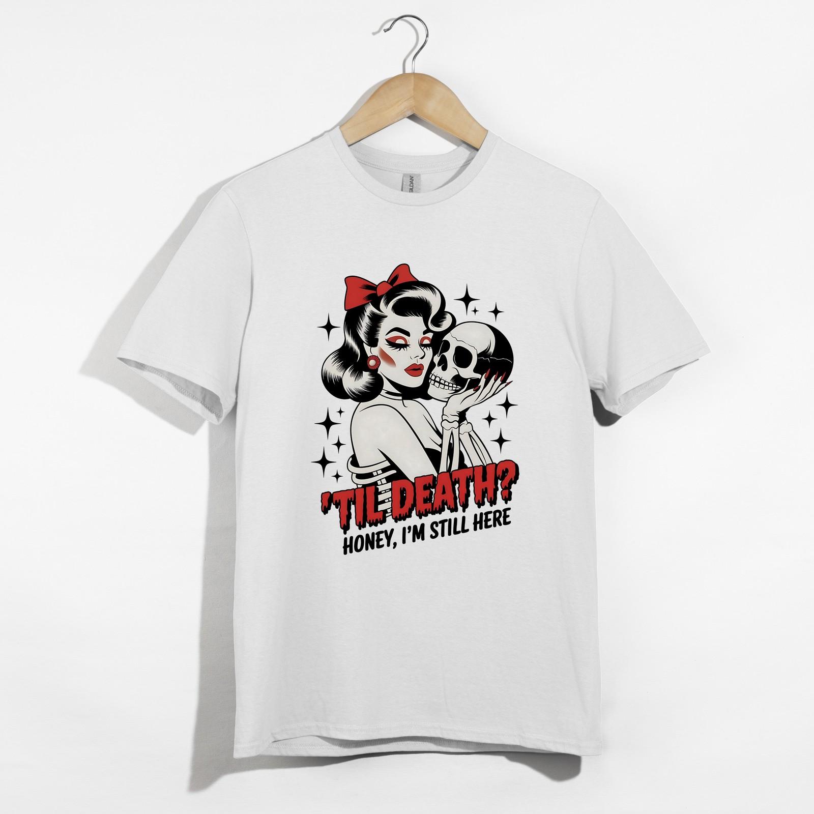 Pinup Skull Shirt, Til Death Honey Tee, Rockabilly Tattoo Sarcastic T-Shirt S разноцветный