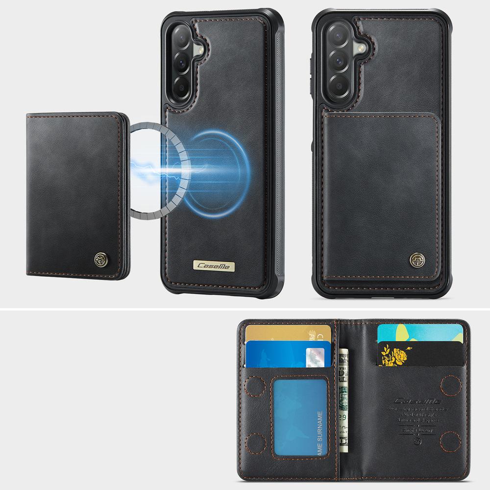 CASEME Case for Samsung Galaxy A57 5G, RFID Leather Case, with Detachable Wallet, Black