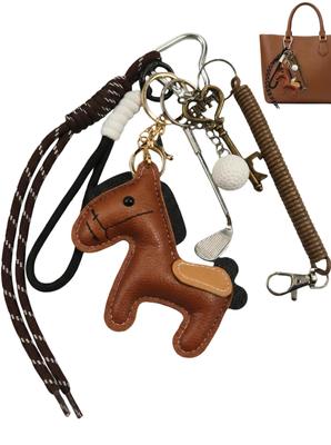 Azixcos Cute Paracord Bag Charm, Handbag & Tote Bag Decoration, Multifunctional Key Ring, Bag Accessory, Gift for Women and Girls (Chestnut Horse)
