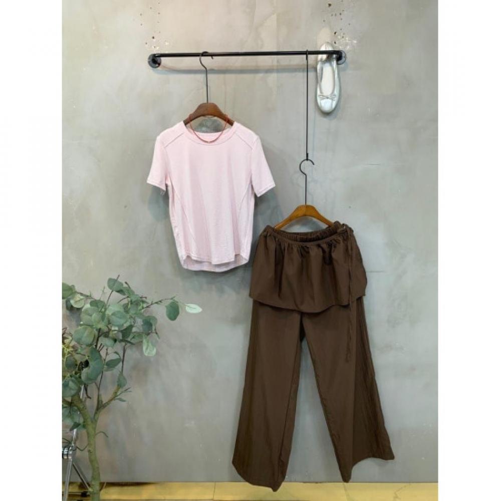 C S In The Room Loop baSarak Strap Wrap Layered Straight Wide pantS 4Color