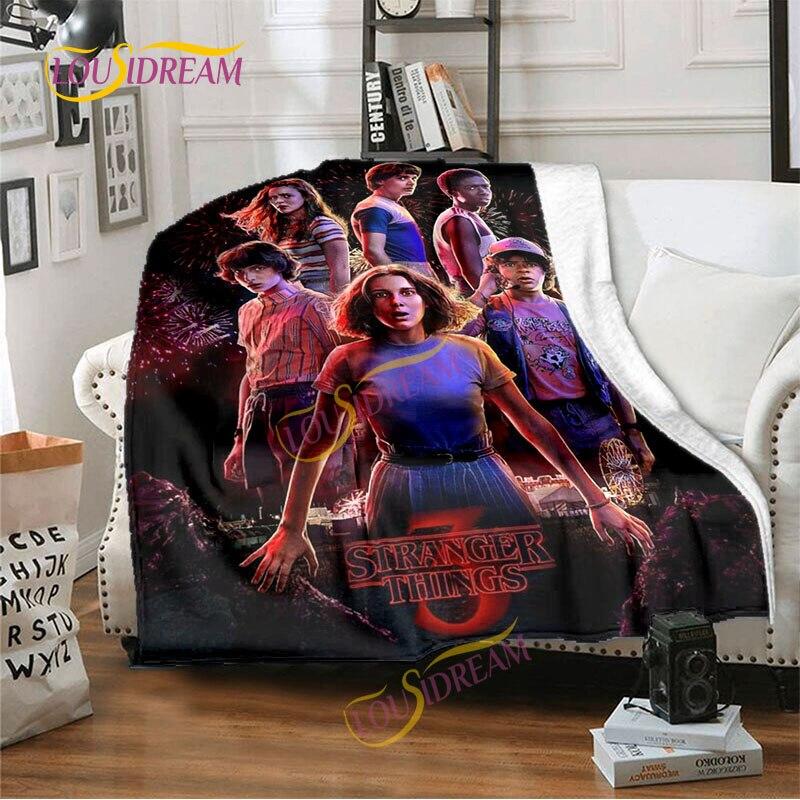 Stranger Things Flannel Blanket  Warm Comfort  Blanket Home Office Noon Break Blanket Travel Bed Sofa Washable Blanket.