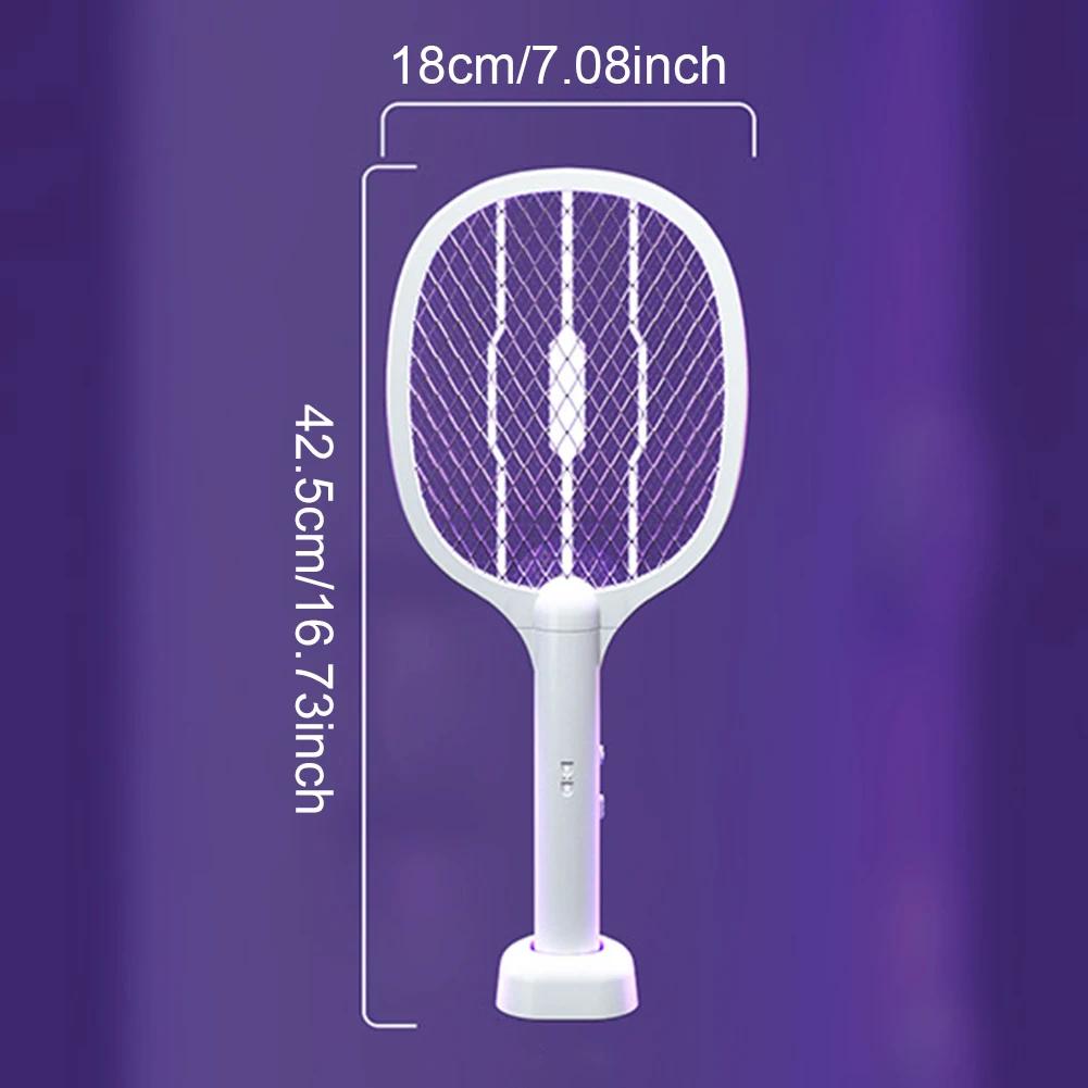 

2 in 1 Electric Mosquito Racket 2800V Mosquito Killer Lamp USB Rechargeable Gnat Trap Catcher Bug Zapper Racket for Home Indoor
