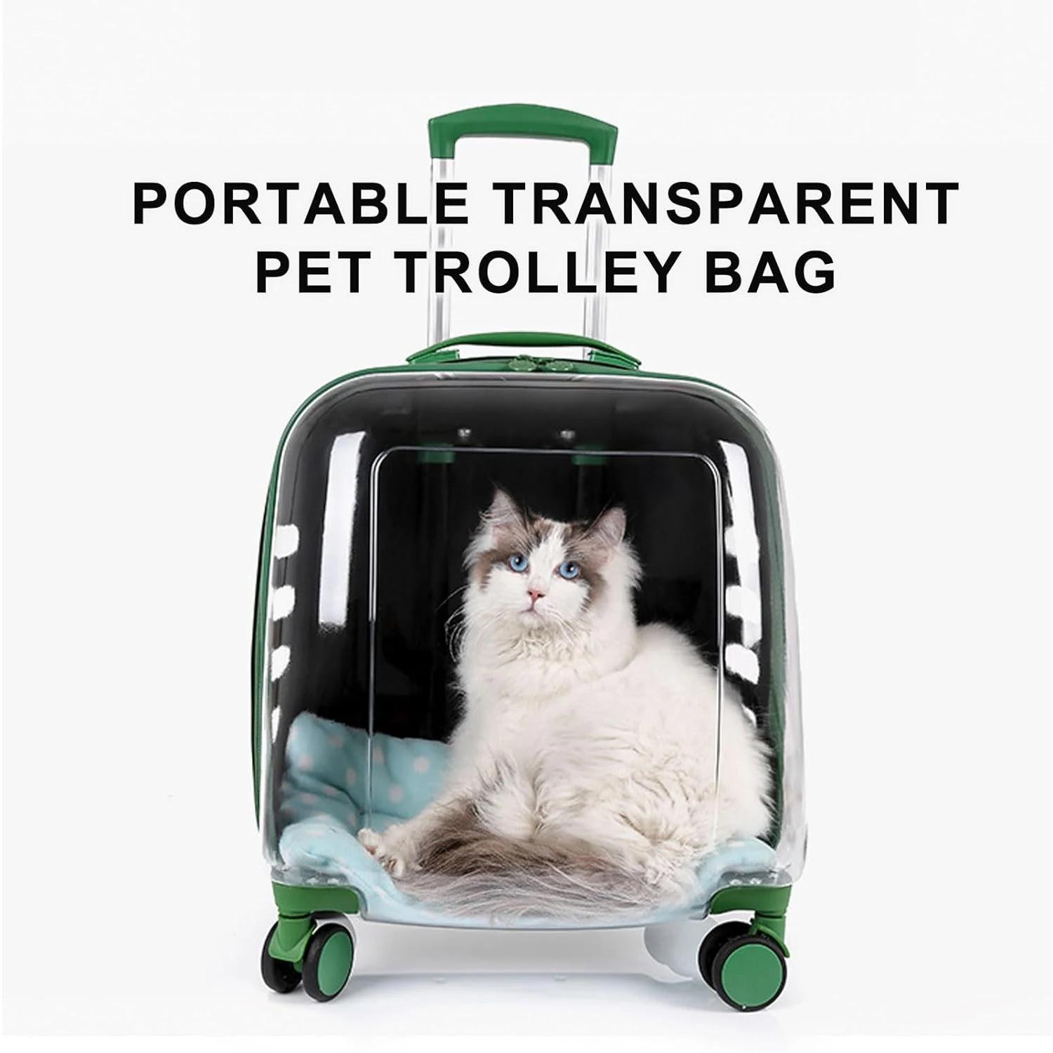 

SpacecraftPet Dog Trolley Backpack Case Space Capsule Dogs Cats Wheeled Pet Cart Full Transparent Pet Trolley Tote Bag