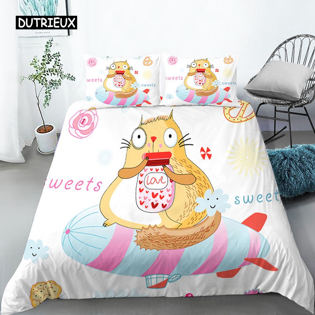 Chicken Animals King Queen Duvet Cover Lovely Cartoon Farm Chick Bedding Set Kids Girls Wildlife 2/3pcs Polyester Quilt Cover
