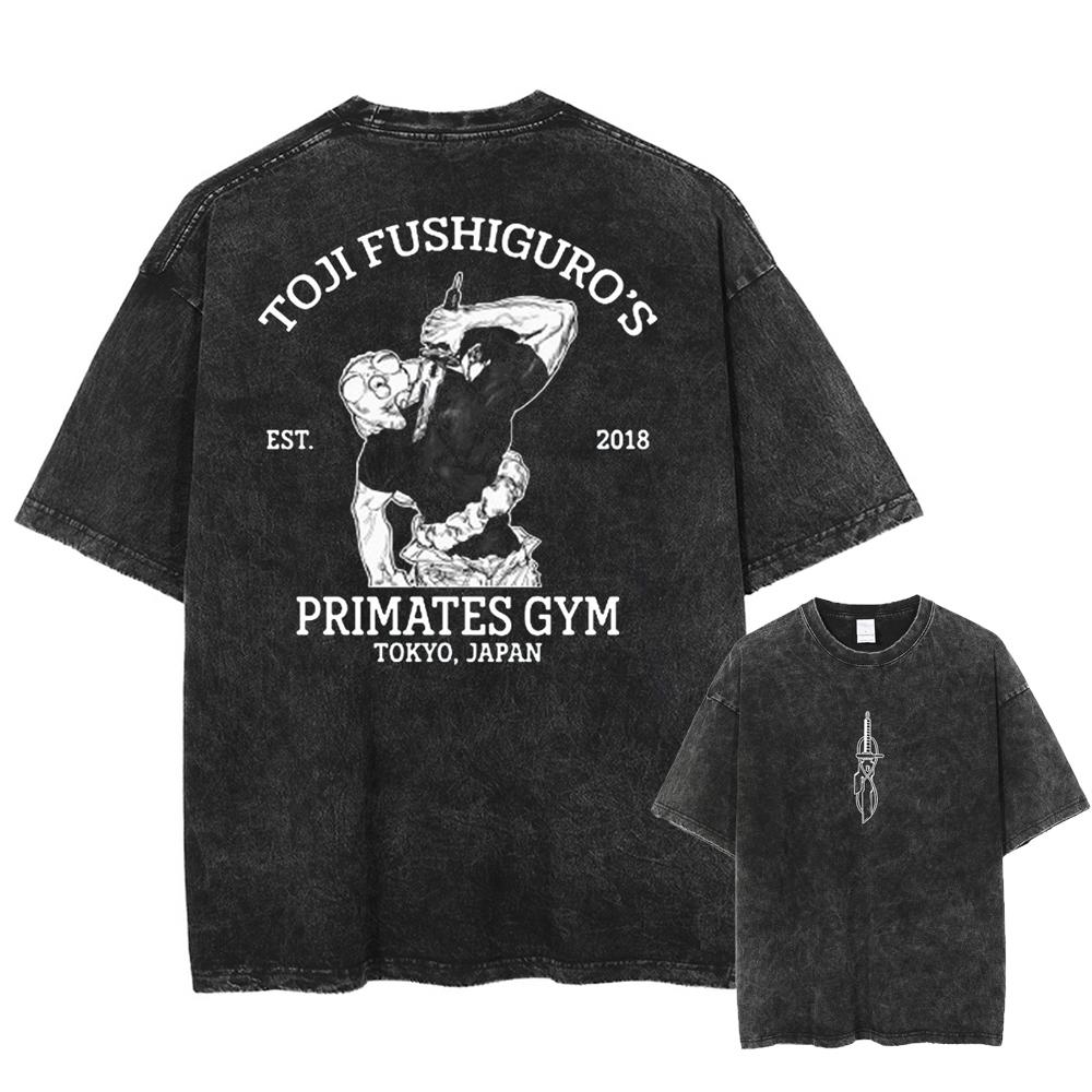 Men Women Vintage Oversize Washed Tee Unisex Harajuku Streetwear Anime Print T-Shirt Summer Short Sleeve Casual Cotton Tshirt