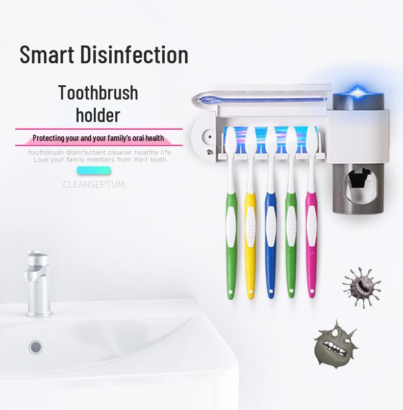 UV Toothbrush Sterilizer & Holder with Automatic Toothpaste Dispenser