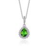 Luxury Female Green White Red Water Drop Pendant Necklace Vintage Silver Color Wedding Jewelry For Women