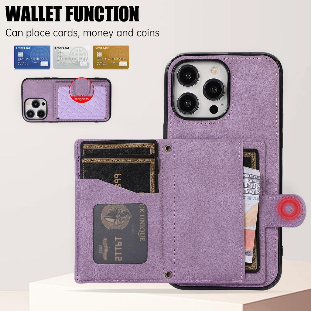 Applicable to iphone16 rhombus messenger card bag, mobile phone case, Samsung S25 wallet, mobile phone case, women's back strap case A56.