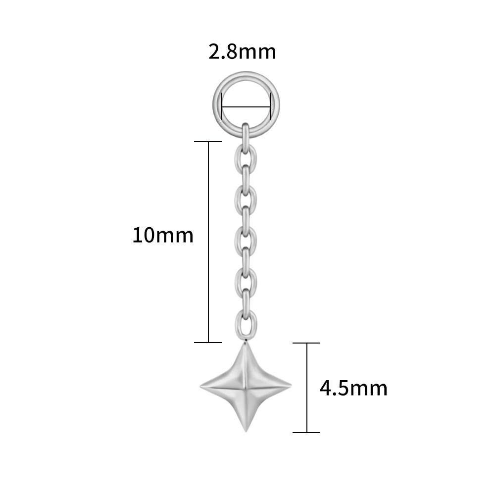 Right Grand ASTM F136 Titanium Mini Four Point Star Dangle Chain Charm for Helix Earlobe Hoop Huggie Cartilage Piercing Jewelry
