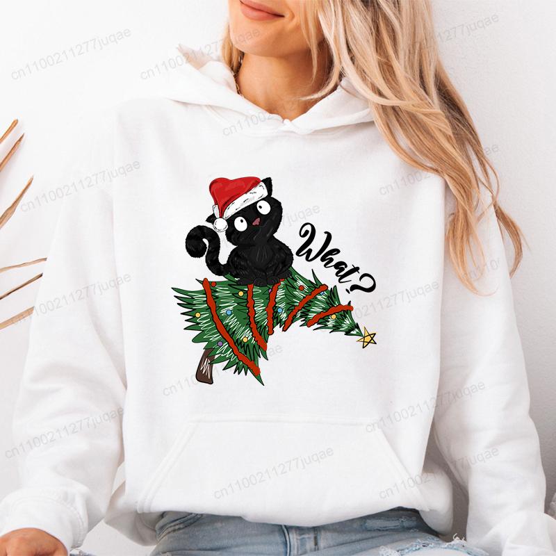 

Christmas Black Cat Printed Hoodies Men Women Shirt Xmas Party Fashion Hip Hop Sweatshirt Casual Unisex Long Sleeve Hoody Tops XL
