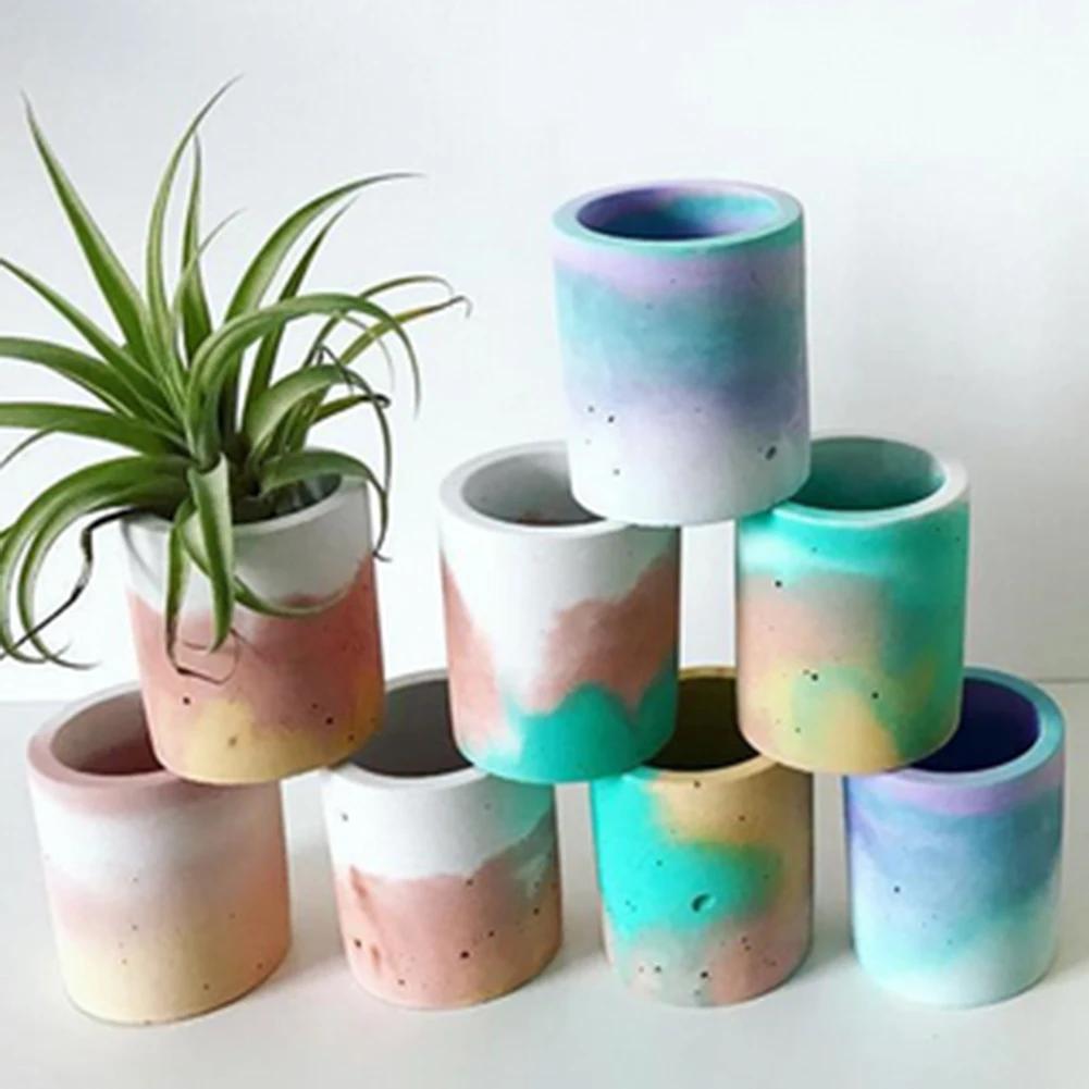 DIY Succulent Plants Pot Concrete Mold 4 Holes Handmade Crafts Pen Holder Clay Silicone Mould Cement Planter Molding Tool