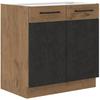 ROCK Low Cabinet - Melamine - Lancelot Oak and Matera Grey - L 80 X H82 Cm