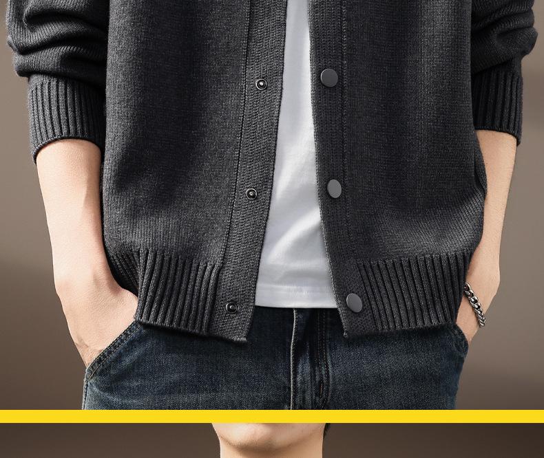 Herren Grobstrick Cardigan Pullover mit Revers - Verdickte Strickware für Herbst/Winter 2025