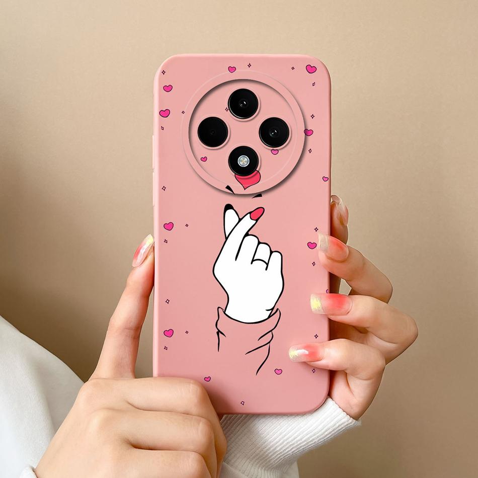Love Heart Case For Oppo Reno 12F Phone Shell Soft Liquid Silicone Camera Protection Back Cover For Oppo Reno12F 12 F Bumper