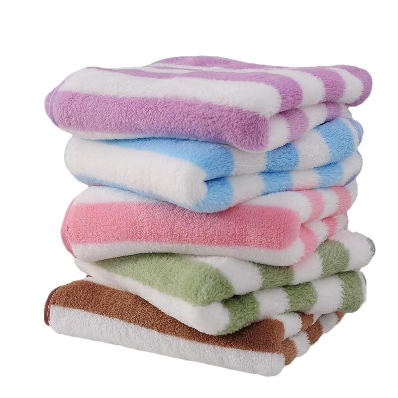 Coral Fleece Wide Stripe Bath Towel - Soft, Absorbent, and Comfortable for Home Use