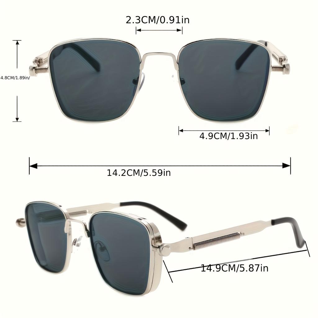 Vintage Punk-Inspired Square Metal Frame Glasses Retro Style, Full Rim, Decorative Eyewear for Men & Women Casual Fashion Glasses