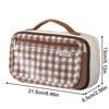 נרתיק עיפרון עם ידית, דגם Ins Mocha Plaid, נרתיק עיפרון גדול, נרתיק עטים רב-תכליתי 13-שכבתי עם חלון שקוף