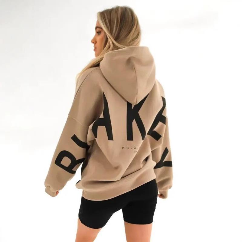 Unisex Oversized Hoodie mit großem Buchstaben-Print, lässiger Pullover mit langen Ärmeln, Kapuzenpullover