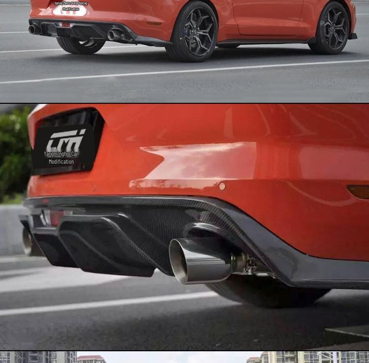 Carbon Fiber Dual Outlet Rear Lip Spoiler for 15-17 Ford Mustang