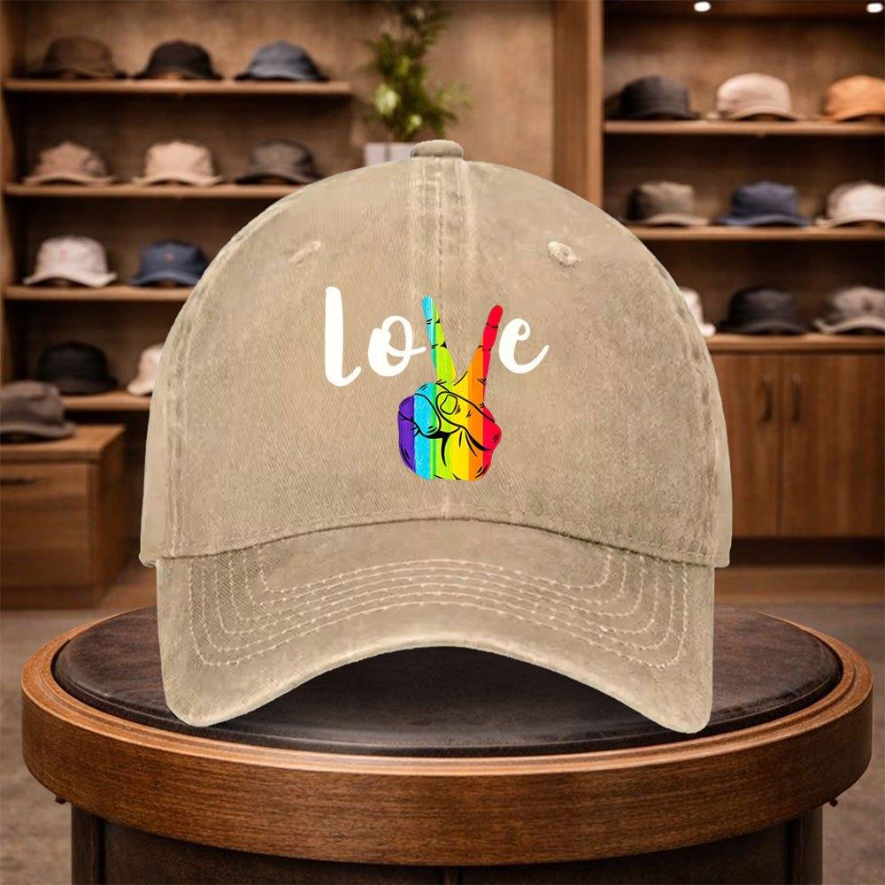 Mens Rainbow Peace Sign Baseball Cap Outdoor Fashion Adjustable Casual Hat Urban Style Lightweight Fashion Duckbill Cap Fo