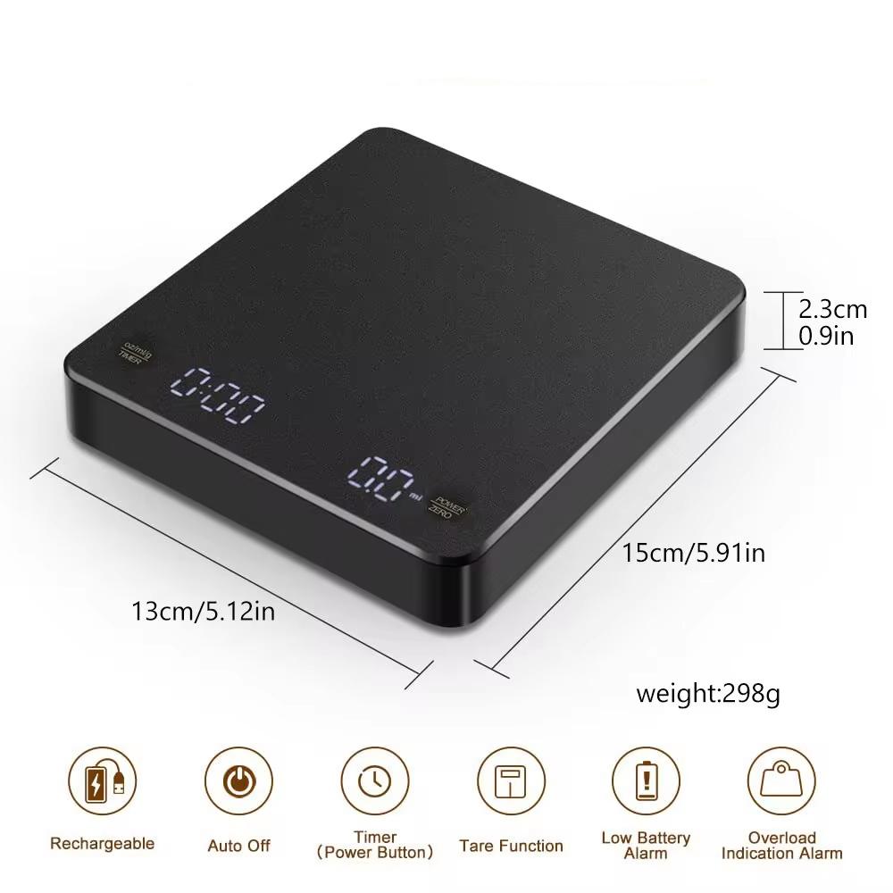 Kitchen Tools Coffee Scale with Timer Digital Multifunction Weighing Scale 3kg/0.1g Pour Over Drip Espresso Scale LCD Display