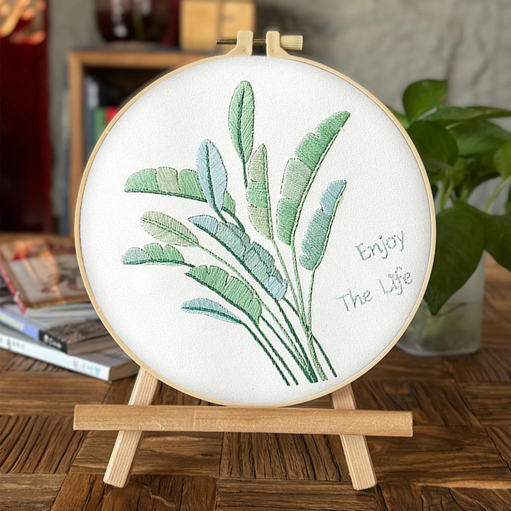 3Pack Flower Plant DIY Embroidery Kit with Pattern Embroidery Hoop Needlework Craft 30x30cm for Beginners Adults Hand Craft Gift