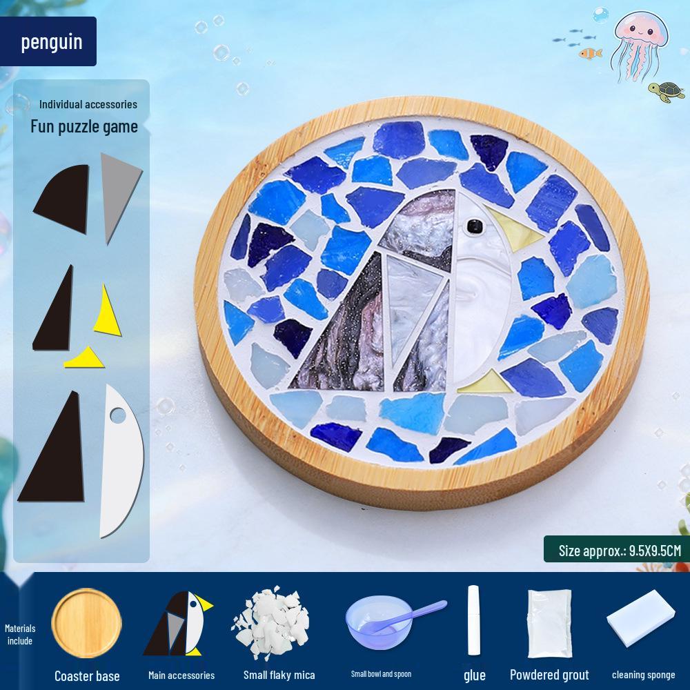 Marine Life Series DIY Mosaic Coaster Kit: Cultural Collage Materials